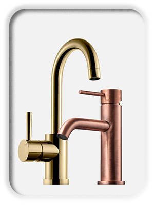 image of: vandhane armatur i messing og kobber