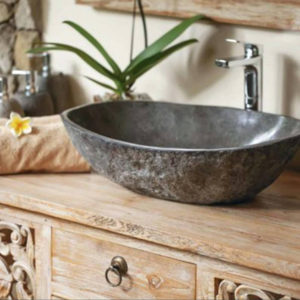 billede af fritstående håndvask i natursten