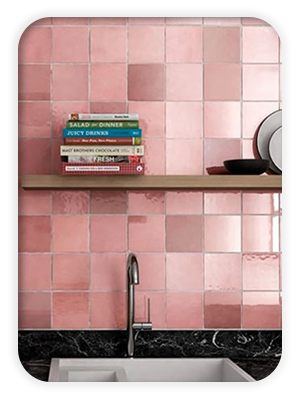 Billede af køkkenfliser i lyserøde