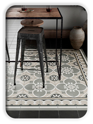 billede af gulvklinker med mønstre