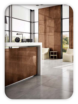 billede af metalliske fliser med kobber udtryk