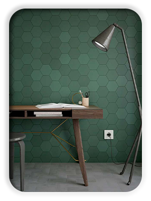 billede af grønne sekskantede vægfliser